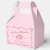 Whimsical Hand getekend Roze & Rode bruiloft Bedankdoosjes (Voorkant)
