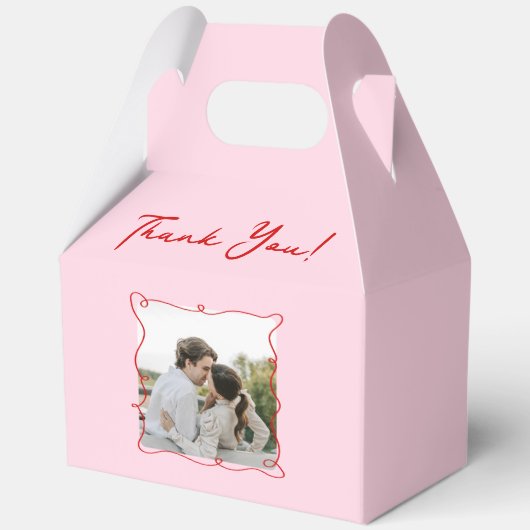 Whimsical Hand getekend Roze & Rode bruiloft Bedankdoosjes (Achterkant)