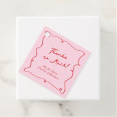 Whimsical Hand getekend Roze & Rode bruiloft Dank Bedankjes Labels (In situ)