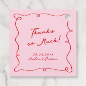 Whimsical Hand getekend Roze & Rode bruiloft Dank Bedankjes Labels (Achterkant)
