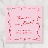Whimsical Hand getekend Roze & Rode bruiloft Dank Bedankjes Labels (Voorkant)