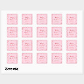 Whimsical Hand getekend Roze & Rode bruiloft Dank Vierkante Sticker (Vel)