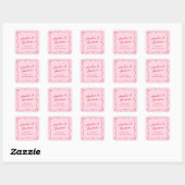 Whimsical Hand getekend Roze & Rode bruiloft Vierkante Sticker (Vel)