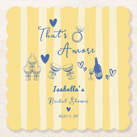 Whimsical hand getekend That's amore Bruidsmeisjes Kartonnen Onderzetters (Voorkant)