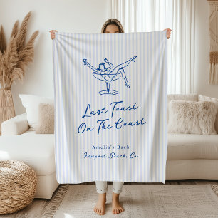 Whimsical Hand Getekende Blauwe Laatste Toast aan Fleece Deken