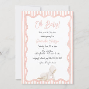 Whimsical Hand Getekende Blos Roze Meisje Baby Sho Kaart
