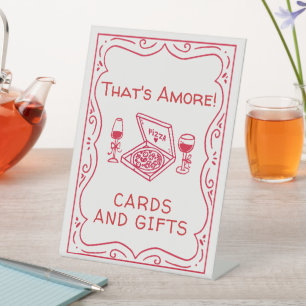 Whimsical Hand Getekende Dat is Amoré Bruiloftsfee Reclamebord Met Voetstuk