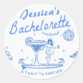 Whimsical Hand getekende Funky Beach Bachelorette Ronde Sticker (Voorkant)