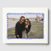 Whimsical Hand Getekende Quarige Blauwe Bruiloft Gastenboek (Achterkant)