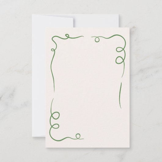 Whimsical Hand Getekende Trouw Franse Groen Save The Date (Achterkant)