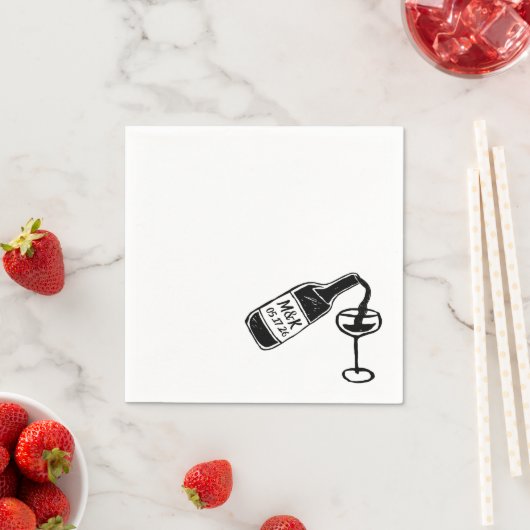 Whimsical Hand getrokken aangepaste wijnfles bruil Servet (Insitu)