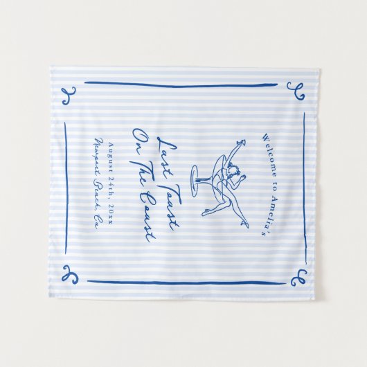 Whimsical Hand Getrokken Blauw Laatste Toast aan d Wandkleed (Voorkant (horizontaal))