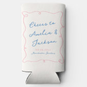 Whimsical Hand Getrokken Blauw & Roze Bruiloft (Achterkant)
