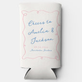 Whimsical Hand Getrokken Blauw & Roze Bruiloft (Voorkant)