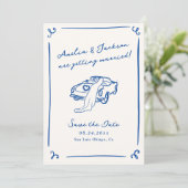 Whimsical Hand Getrokken Blauw Sla de Datum QR Cod Kaart (Staand voorkant)