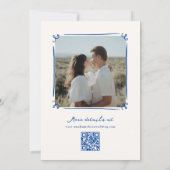 Whimsical Hand Getrokken Blauw Sla de Datum QR Cod Kaart (Achterkant)