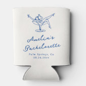 Whimsical Hand getrokken Blauwe Bachelorette Blikjeskoeler (Achterkant)