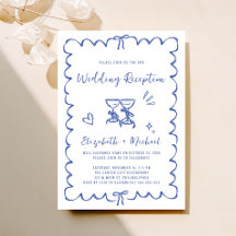 Whimsical Hand getrokken Blauwe bruiloft receptie