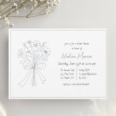 Whimsical Hand getrokken Bloem en Bow Vrijgezellen Kaart