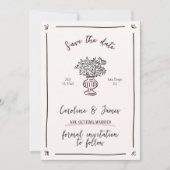 Whimsical, Hand getrokken bloem opslaan van de dat Kaart (Voorkant)