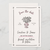 Whimsical, Hand getrokken bloem opslaan van de dat Kaart (Voorkant / Achterkant)