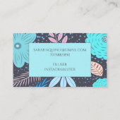 Whimsical Hand getrokken Bloemen Roze Turquoise Do Visitekaartje (Achterkant)