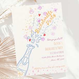 Whimsical Hand getrokken bloemenvrijgezellenfeest Kaart