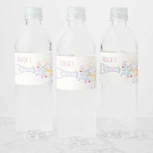 Whimsical Hand getrokken bloemenvrijgezellenfeest Waterfles Etiket