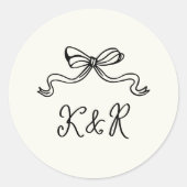 Whimsical Hand Getrokken Bogen Dubbele Monogram Hu Ronde Sticker (Voorkant)