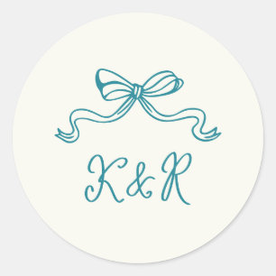 Whimsical Hand Getrokken Bogen Dubbele Monogram Hu Ronde Sticker