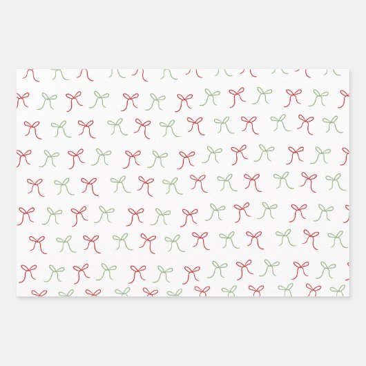 Whimsical Hand Getrokken Bogen Rood & Groen Kerstm Inpakpapier Vel (Voorkant)