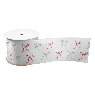 Whimsical Hand Getrokken Bogen Rood & Groen Kerstm Lint