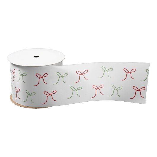Whimsical Hand Getrokken Bogen Rood & Groen Kerstm Lint (Spoel)