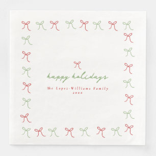 Whimsical Hand Getrokken Bogen Rood & Groen Kerstm Servet
