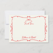 Whimsical Hand Getrokken Bogen Trouwen Dank u kaar Bedankkaart (Voorkant)