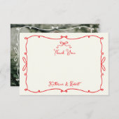 Whimsical Hand Getrokken Bogen Trouwen Dank u kaar Bedankkaart (Voorkant / Achterkant)