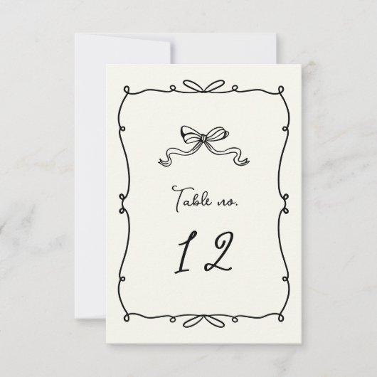 Whimsical Hand Getrokken Bogen Trouwtafel Nummer RSVP Kaartje (Voorkant)