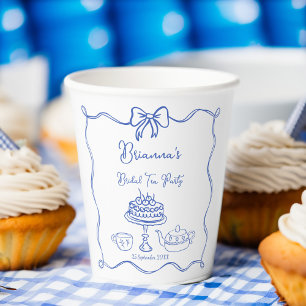 Whimsical hand getrokken boog bruids thee partij papieren bekers