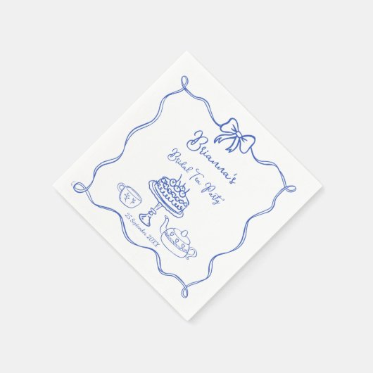 Whimsical hand getrokken boog bruids thee partij servet (Hoek)