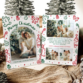 Whimsical Hand getrokken boog foto vrolijk kerstfe Feestdagenkaart