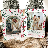 Whimsical Hand getrokken boog foto vrolijk kerstfe Feestdagenkaart