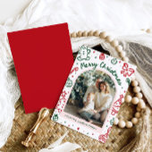 Whimsical Hand getrokken boog foto vrolijk kerstfe Feestdagenkaart