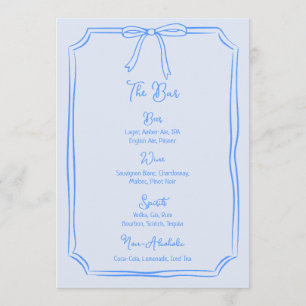 Whimsical Hand getrokken boog Girly Coquette blauw Menu