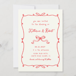 Whimsical Hand getrokken Bows Budget Huwelijk Kaart