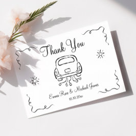 Whimsical Hand getrokken bruiloft Bedankkaart