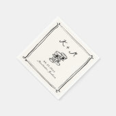 Whimsical Hand getrokken bruiloft Doodles Servet (Hoek)