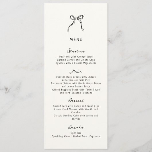 Whimsical, Hand getrokken bruiloft Flat Menu (Voorkant)