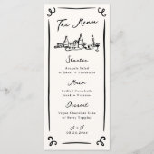 Whimsical Hand getrokken bruiloft menu (Voorkant)