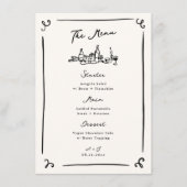 Whimsical Hand getrokken bruiloft menu (Voorkant)