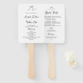 Whimsical Hand getrokken bruiloft programma Fan Handwaaier (Voorkant en achterkant)